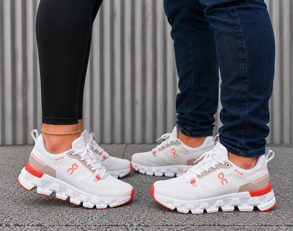 Tenis urbanos de suela segmentada blanco rojo para hombre