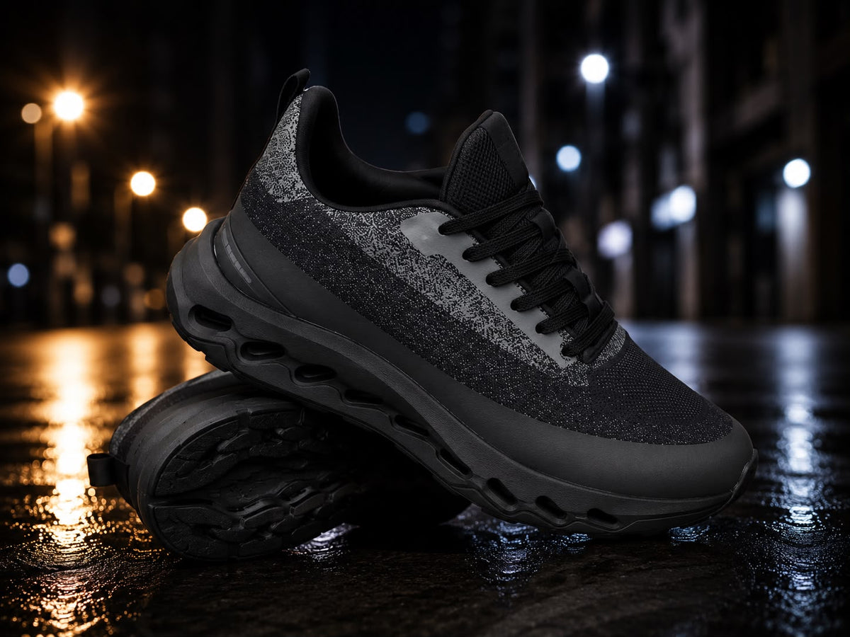 Tenis deportivos de malla negro para hombre
