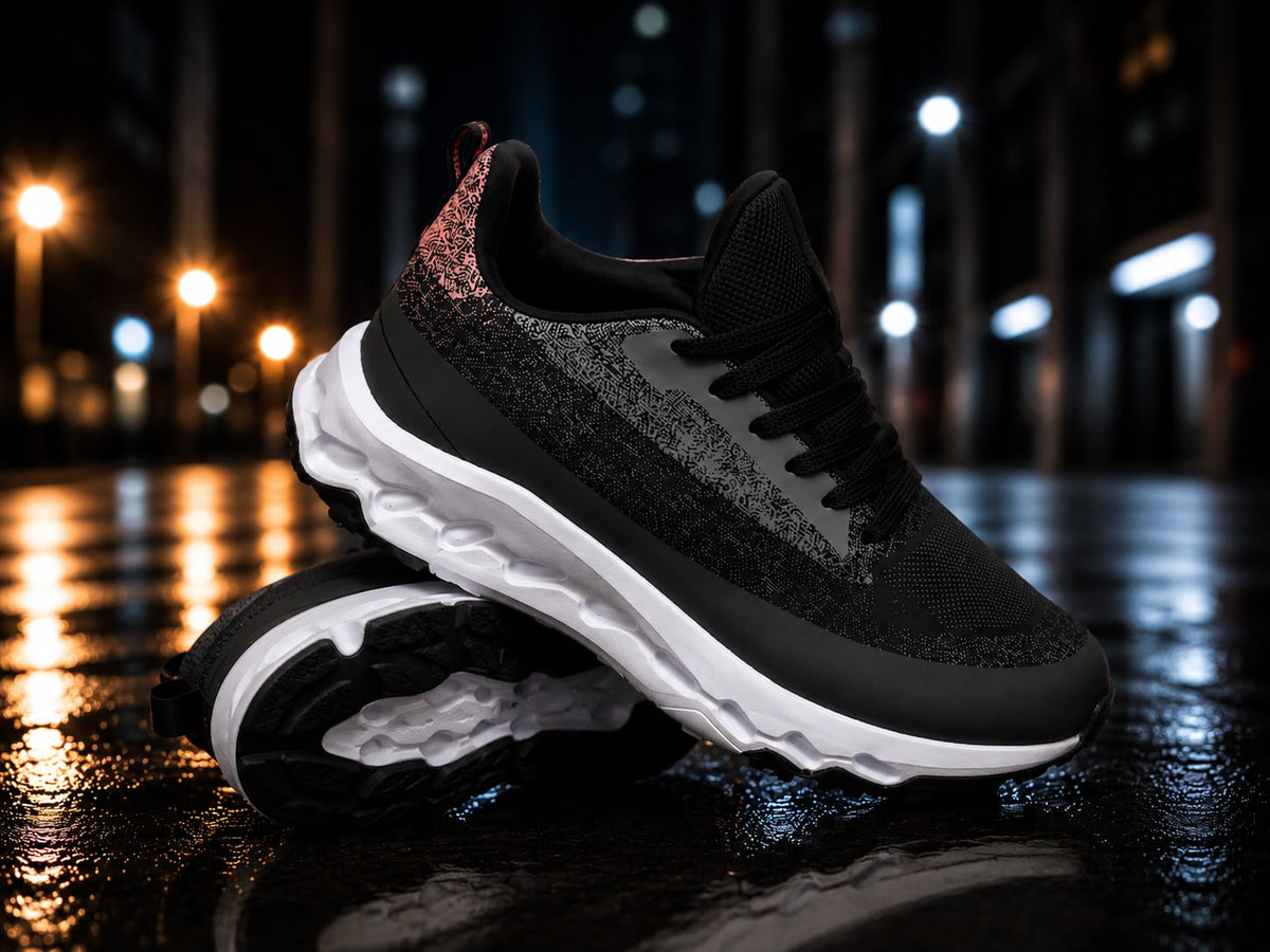 Tenis deportivos de malla negro blanco para hombre