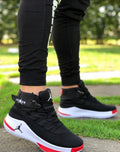 Tenis de caña alta con correa negro para hombre