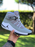 Tenis de caña alta con correa gris para hombre